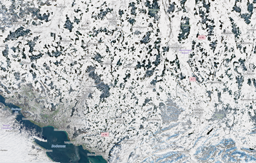 Aufnahme des winterlichen Süd-Baden-Württembergs